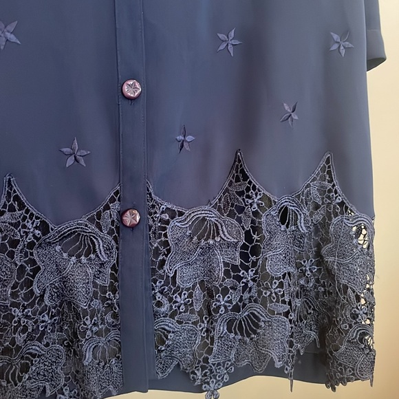 Anne French Creation Navy Blue blouse - Picture 3 of 6